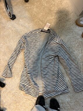Evereve Navy and White Striped Knit Top